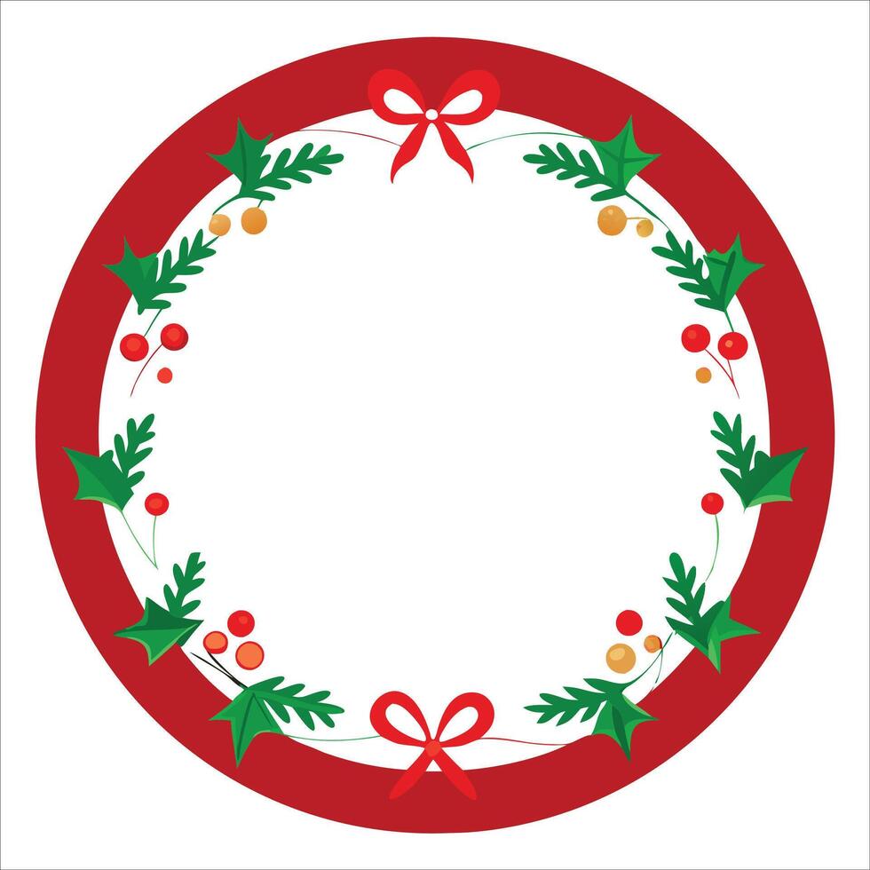 A christmas wreath with berries and holly leaves vector