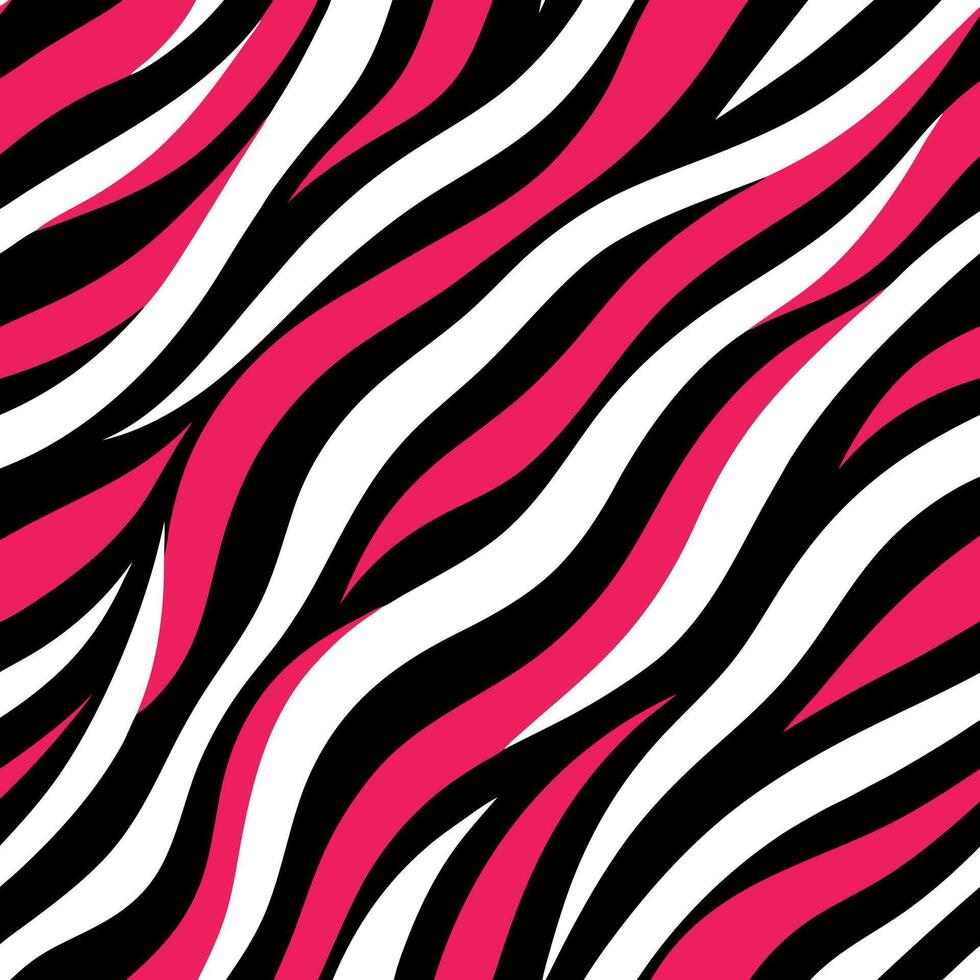 A zebra print pattern with pink and black stripes vector
