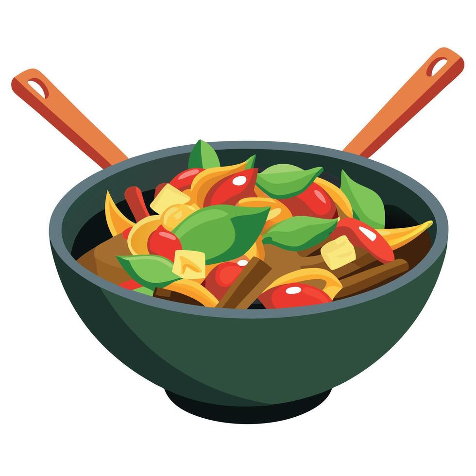 A bowl of food with two chopsticks and a fork vector