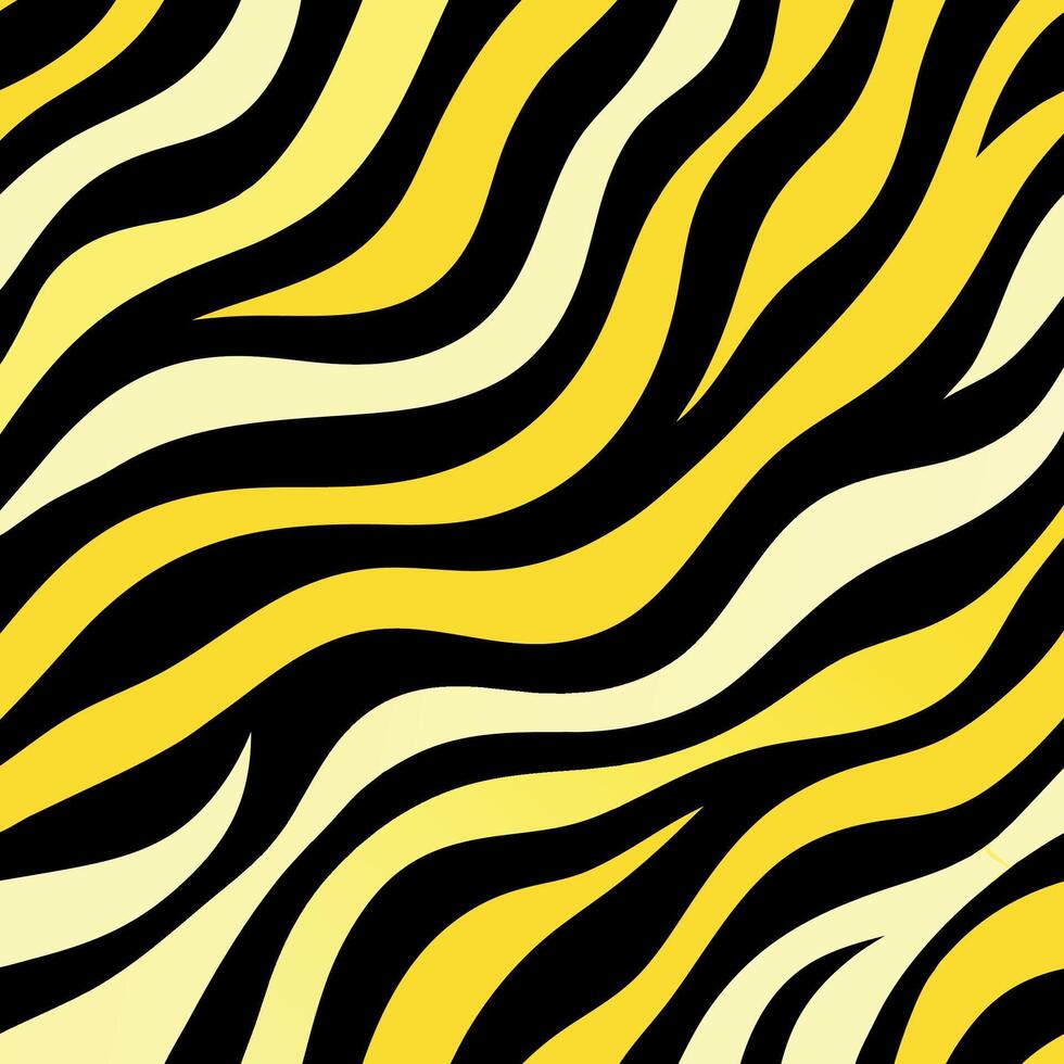 A zebra print background with yellow and black stripes vector