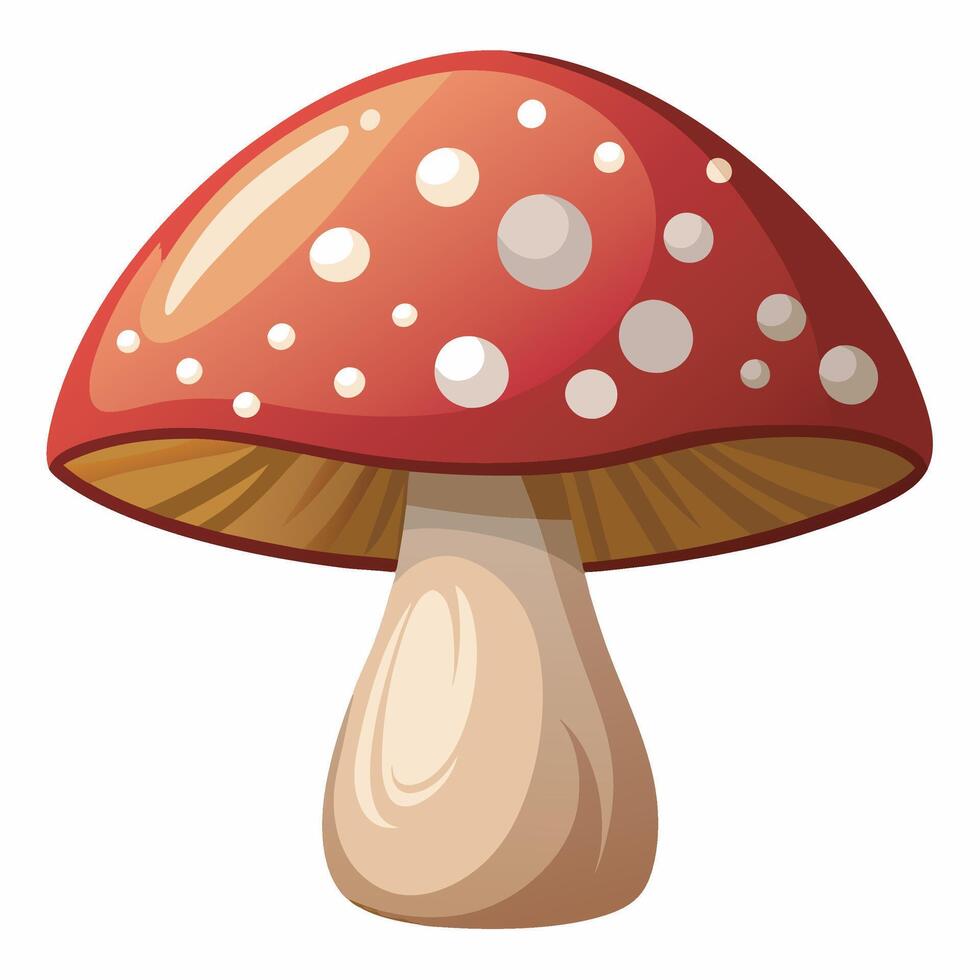 A red mushroom with white dots on it vector