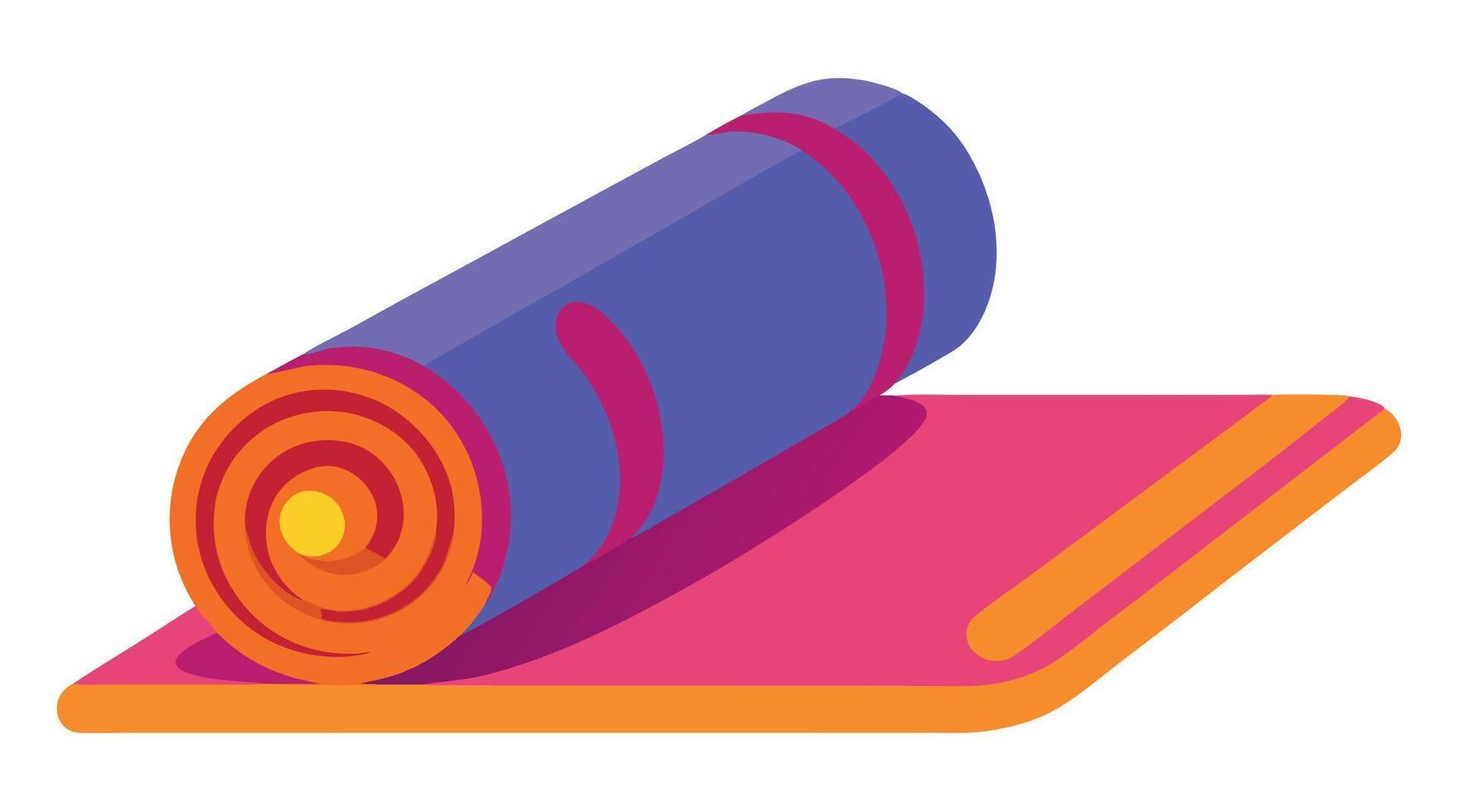 A yoga mat with a rolled up towel on top vector