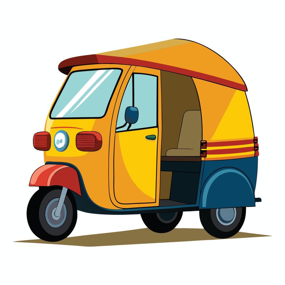 Cartoon rickshaw on white background vector