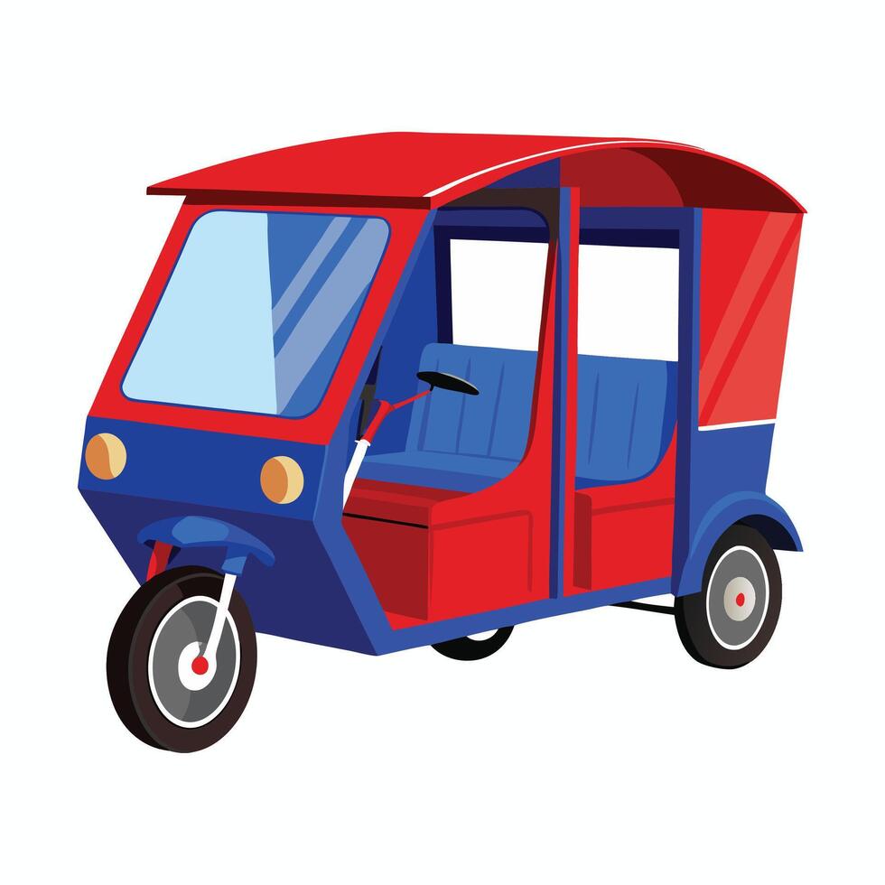 A red and blue tricycle with a blue seat vector