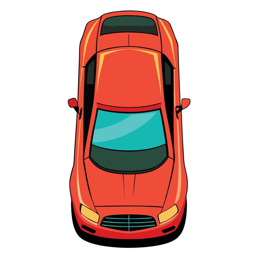 Top view of a red car illustration vector
