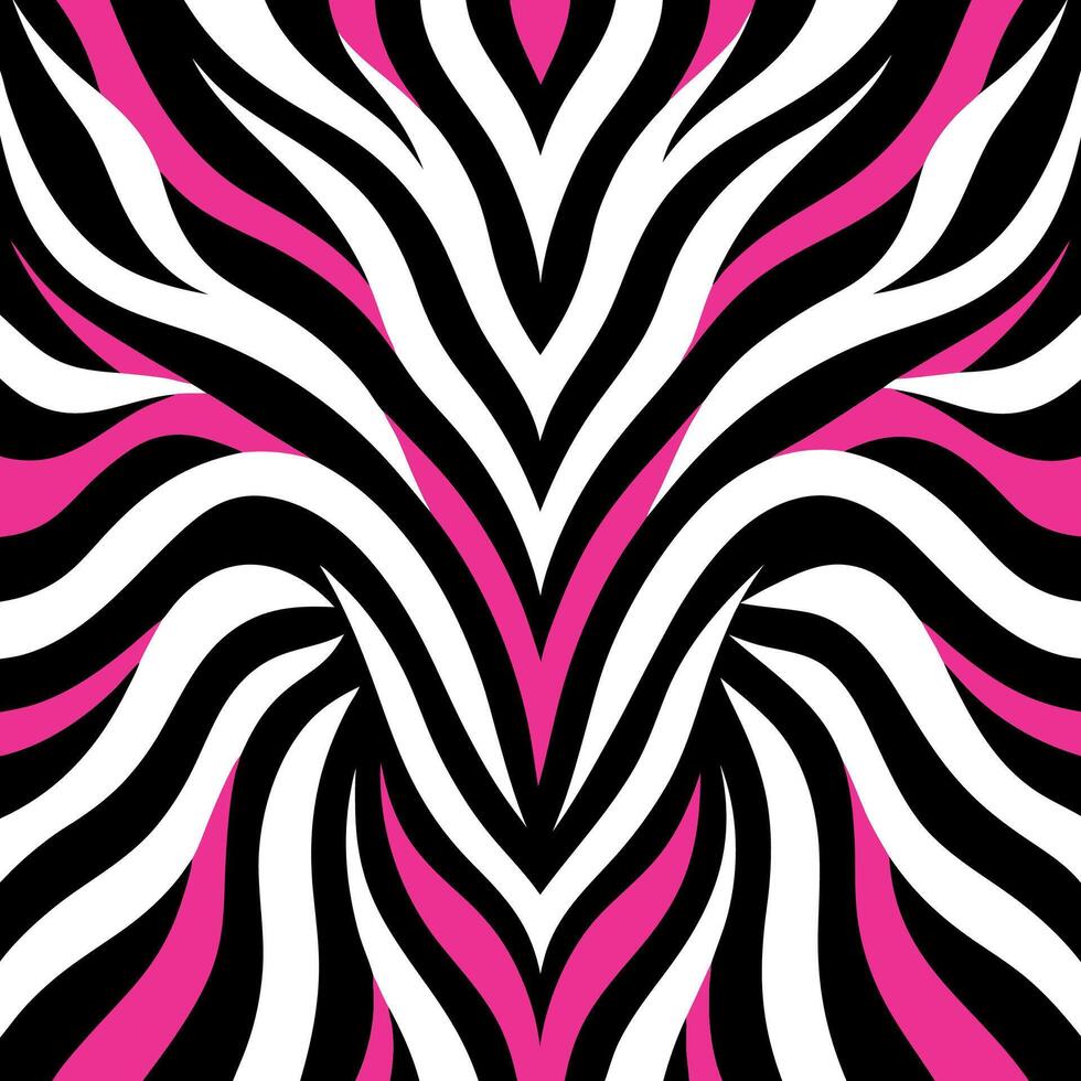 Zebra print background with pink and black stripes vector