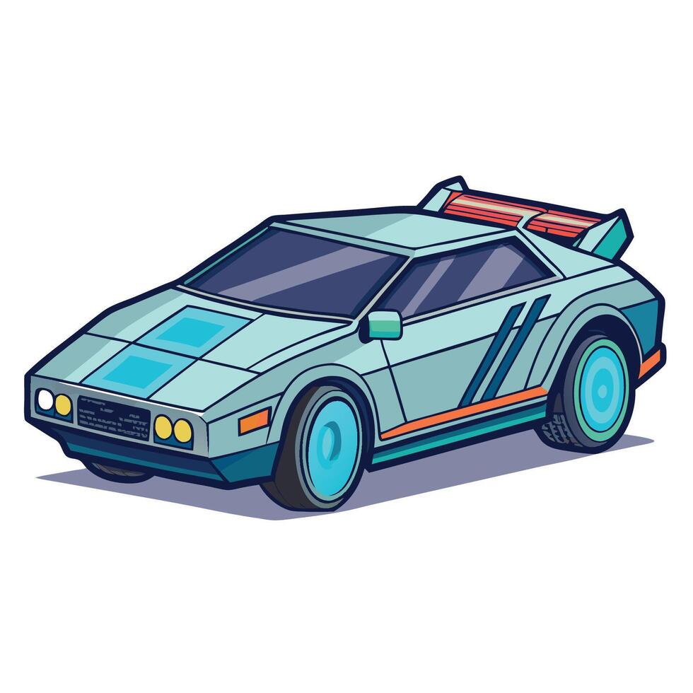 An illustration of a car with a blue stripe vector