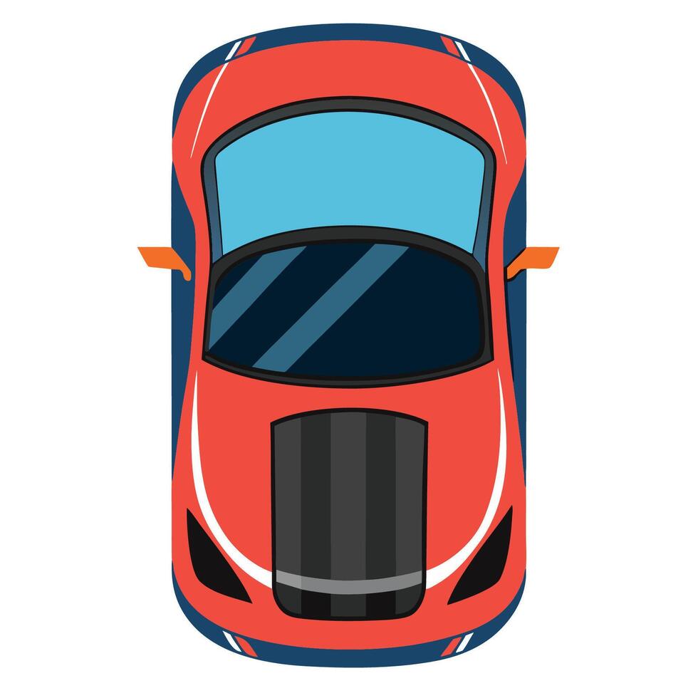 Top view of a red sports car vector