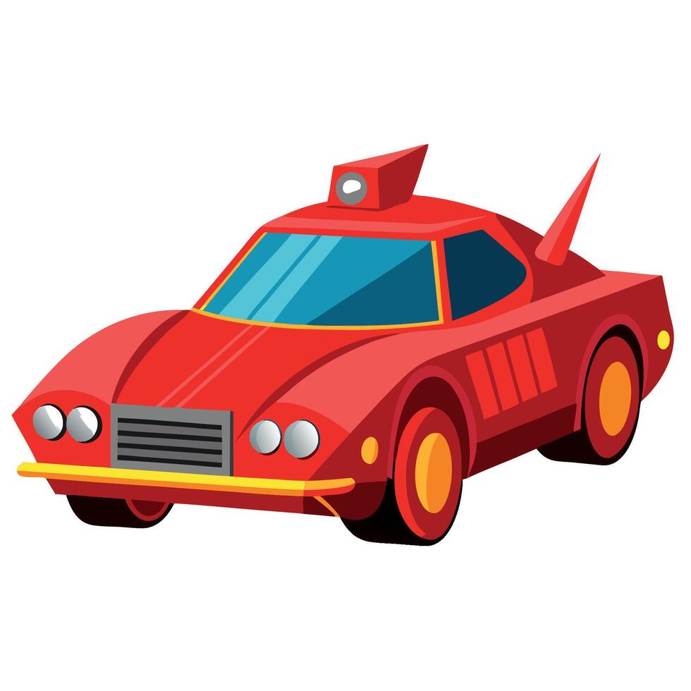 A cartoon red car on a white background vector