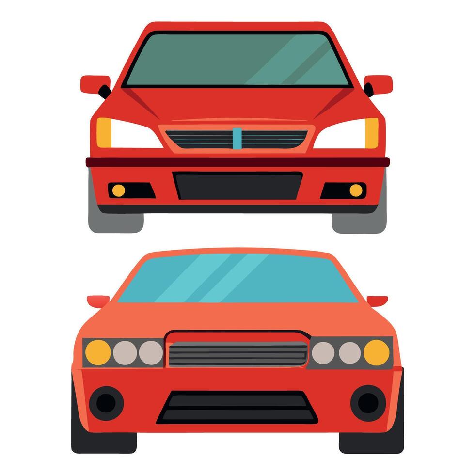 Two red cars on a white background vector