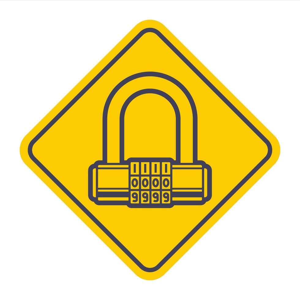 Iron code padlock for door. vector
