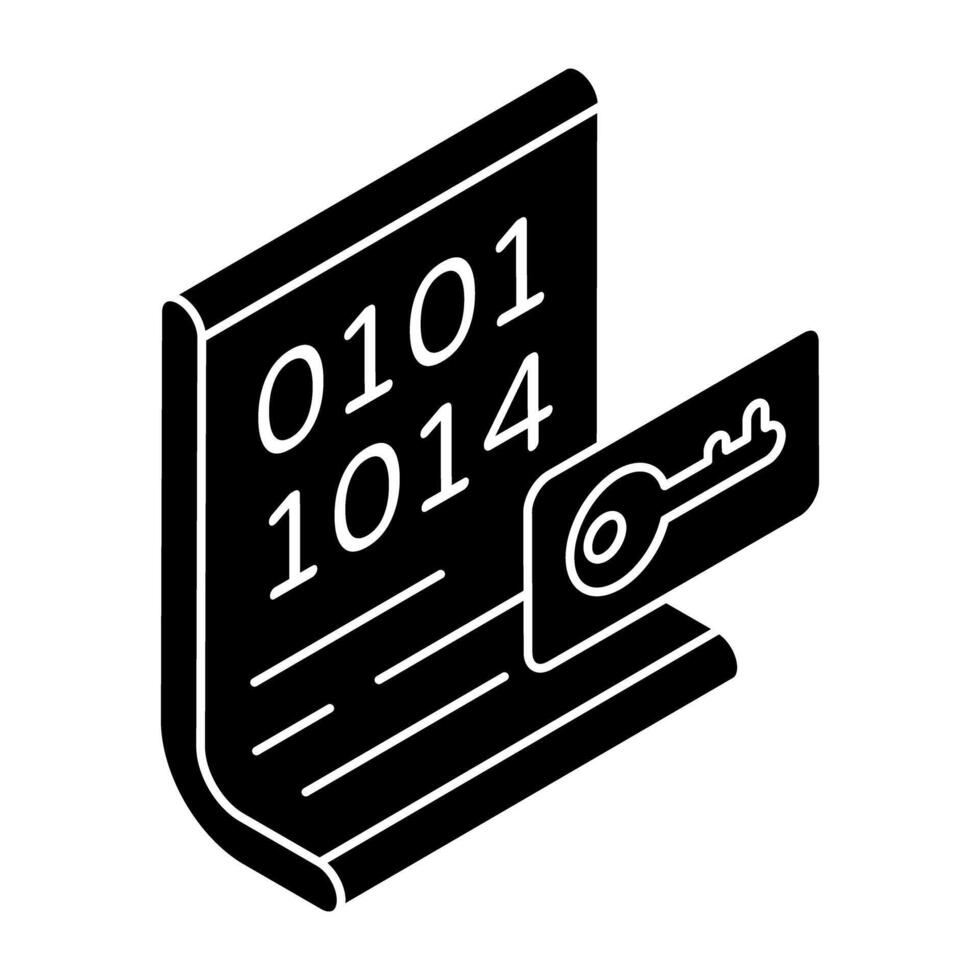 A flat design icon of binary data protection vector
