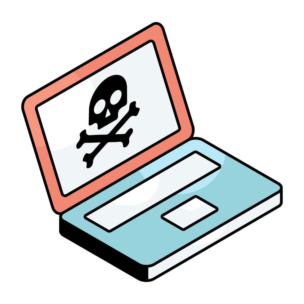 A flat design icon of laptop spam vector