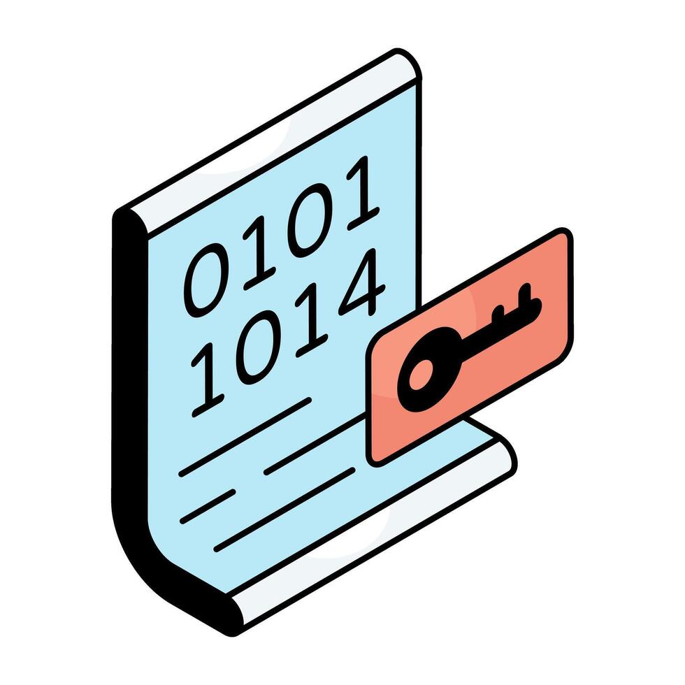 A flat design icon of binary data protection vector