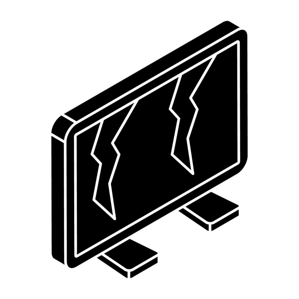A trendy design icon of cracked LCD vector