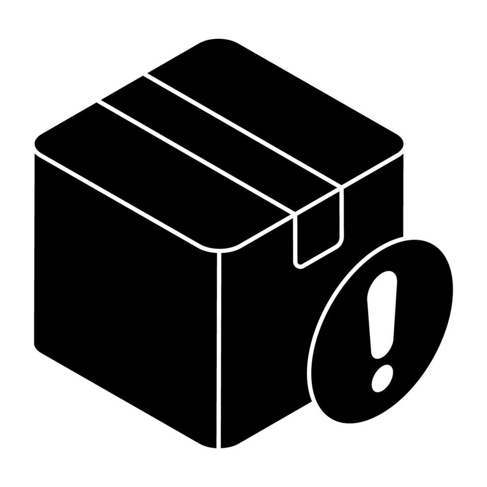 Carton with alert sign, concept of parcel error vector