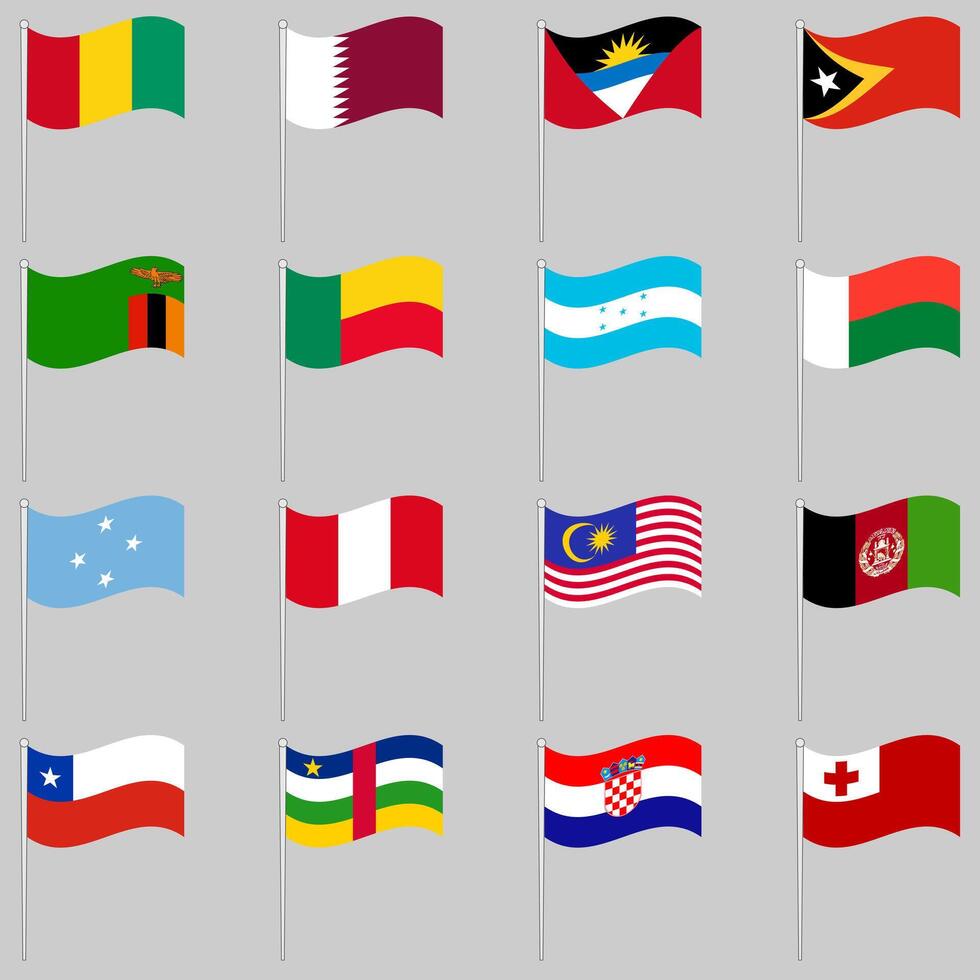 Set of waving flags of the world countries vector