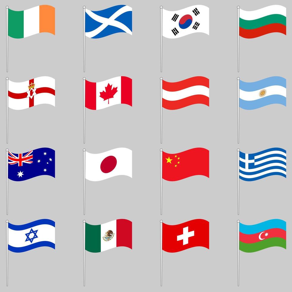 Set of flags of national countries vector
