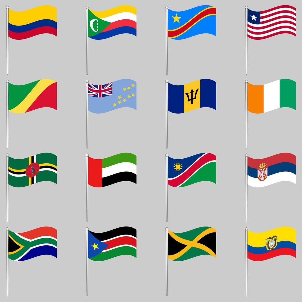 Set of waving flags vector