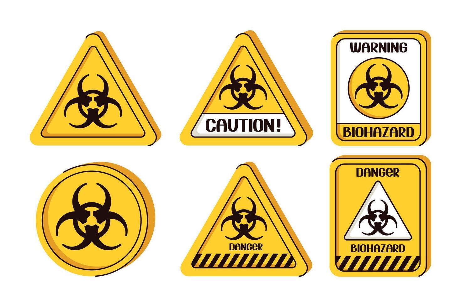 Set of biohazard symbol. Group of flat illustration. vector