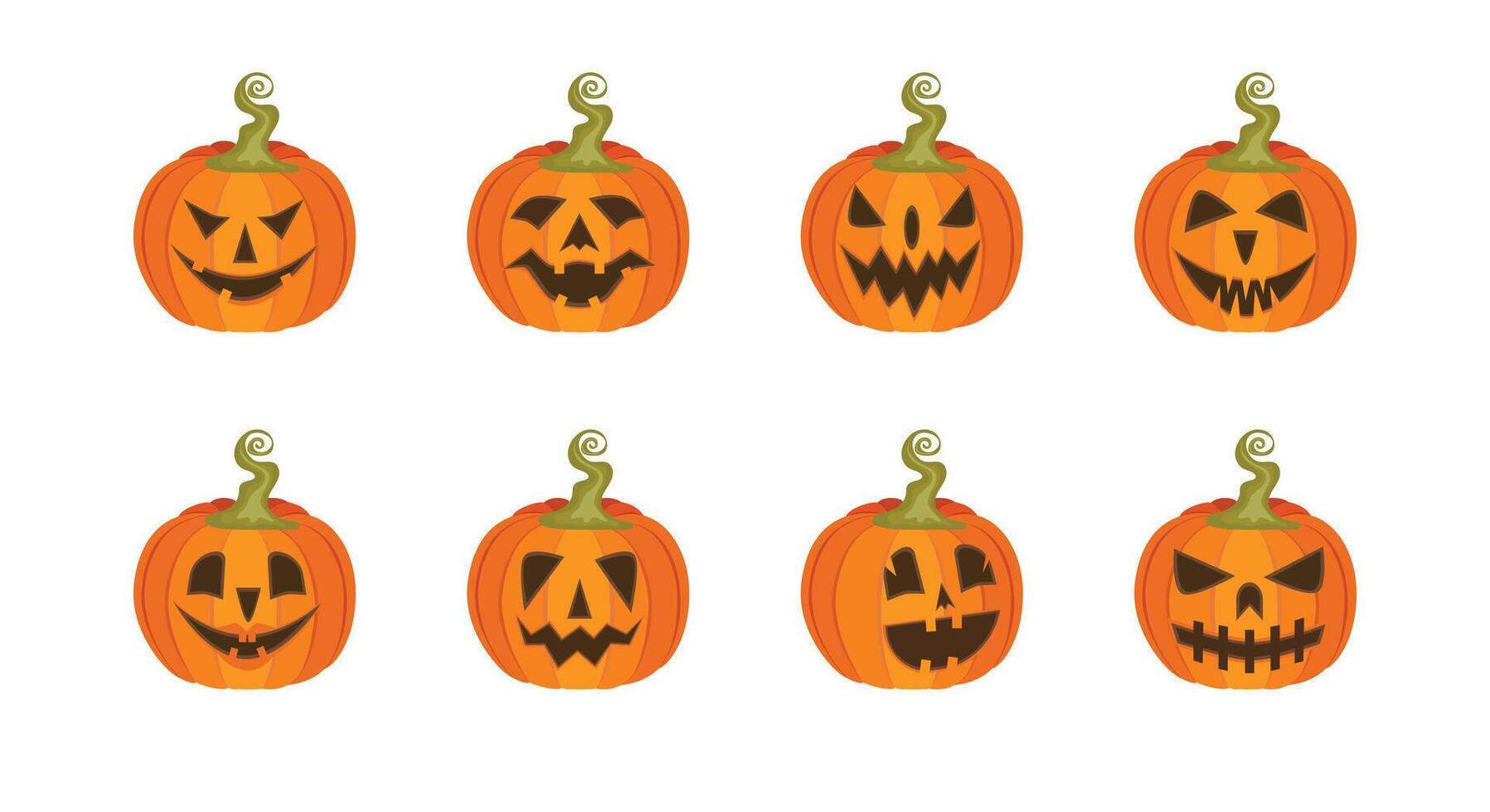 set of Halloween pumpkins vector