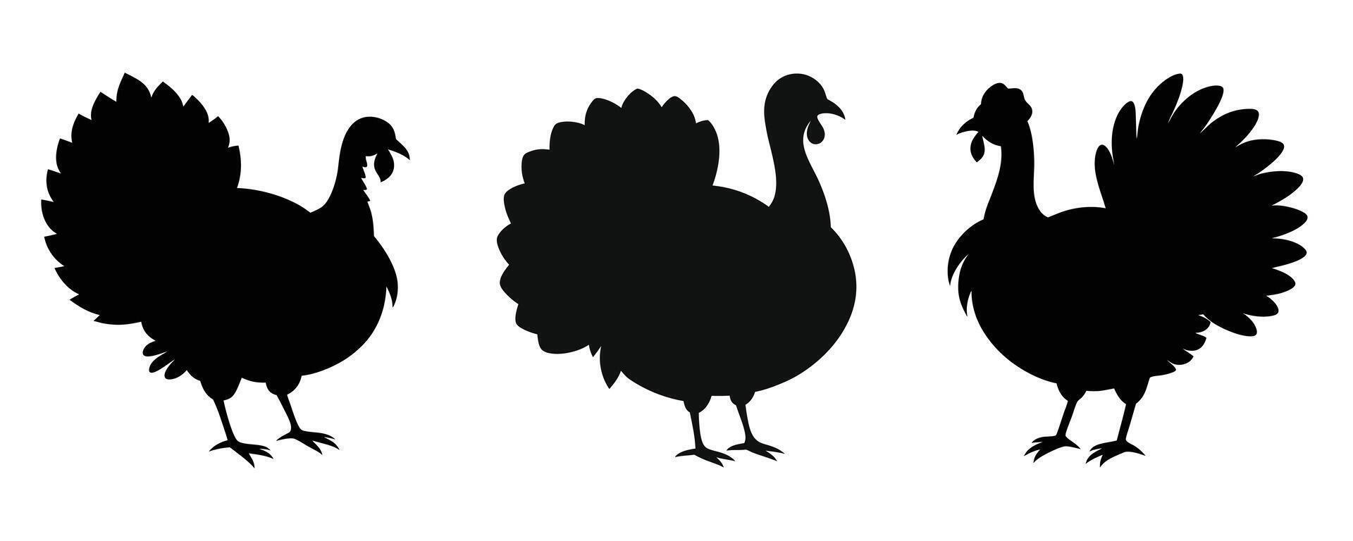 Turkey Bird Silhouette Bundle illustration vector
