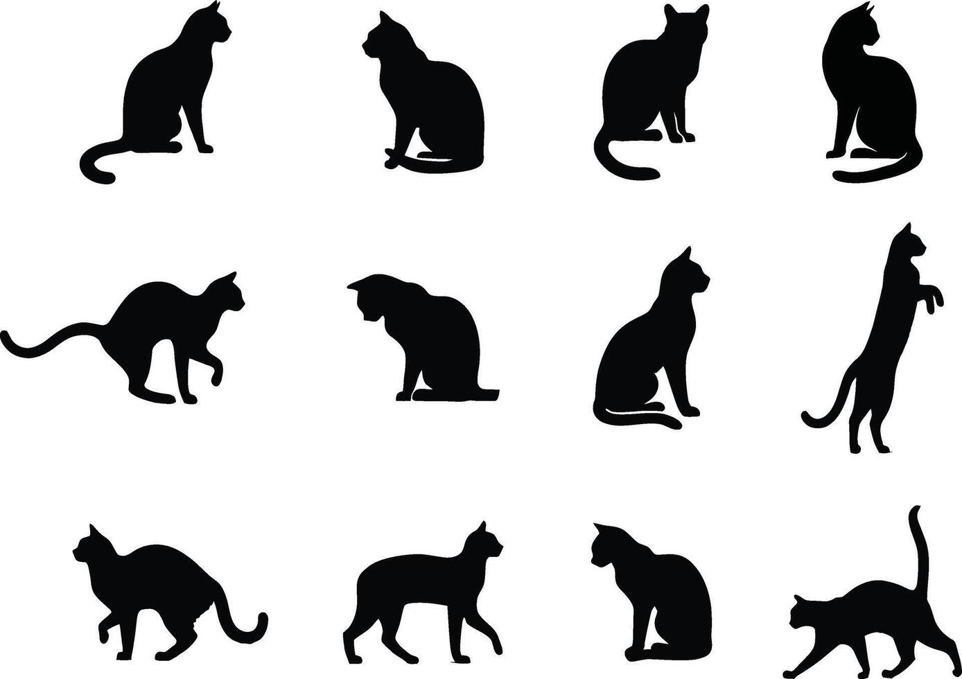 A collection of cat silhouettes for artwork compositions vector
