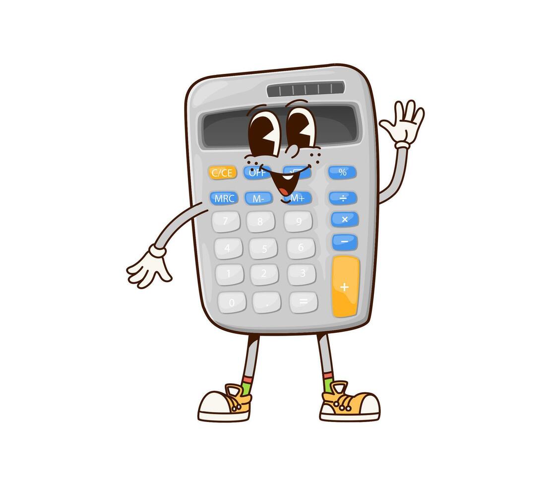 Groovy school calculator cute character vector