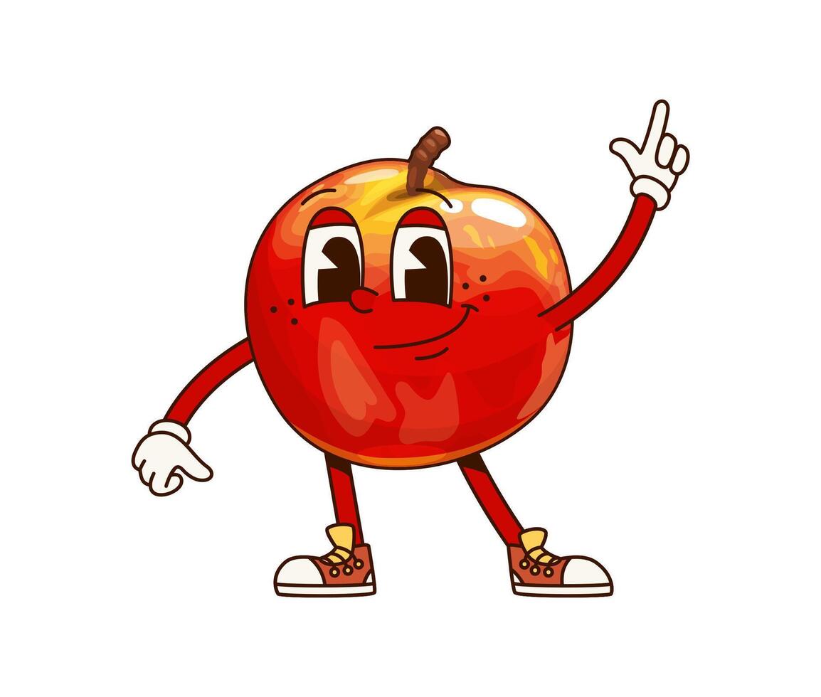 Groovy tropical nectarine character gesturing vector