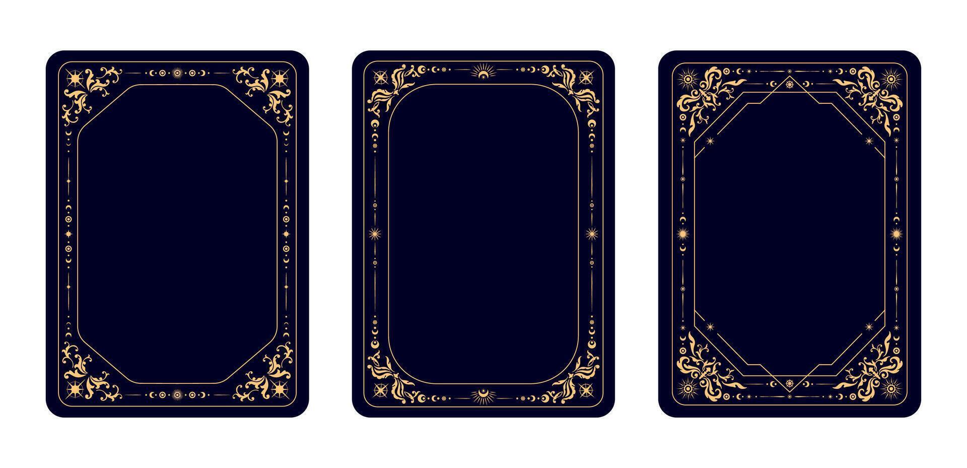 Magic esoteric Tarot cards frames for decks covers vector