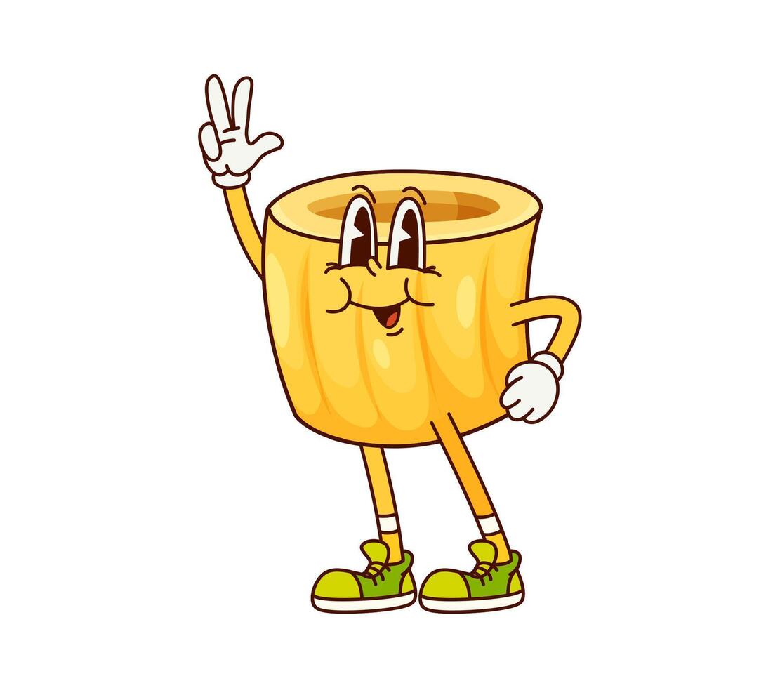 Italian pasta Ditalini groovy childish character vector