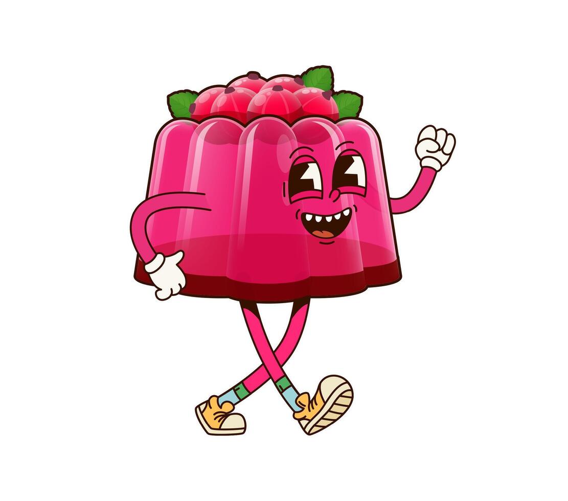 Groovy pudding dessert character with red currant vector