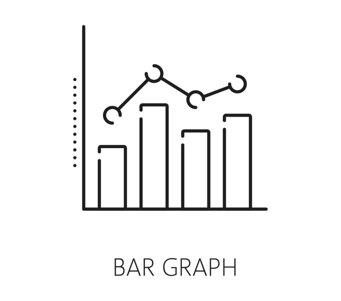 Finance data analytics, bar chart line icon vector