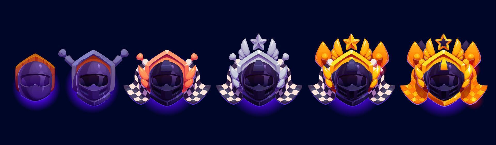 Motor car racing game rank award badge progression vector
