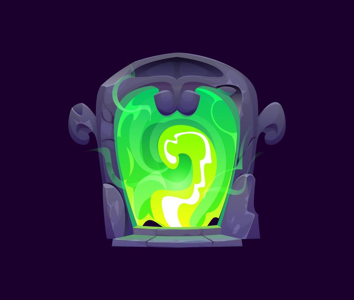 Fantasy magic portal with glowing green energy vector