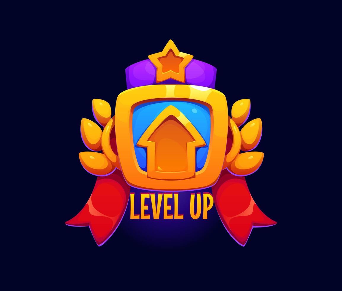 Level up game reward, rate icon, pop up badge vector