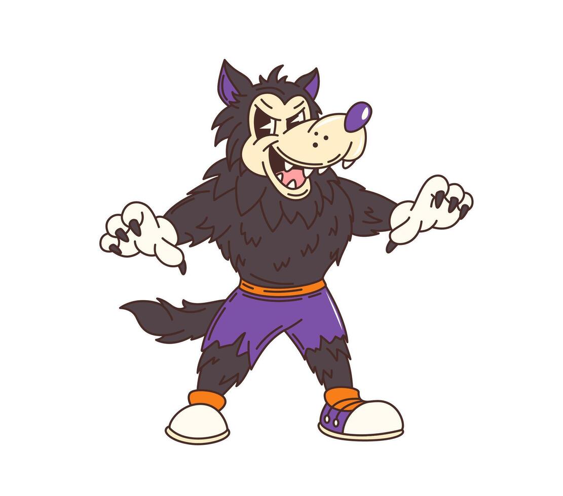 Groovy Halloween werewolf cartoon character vector