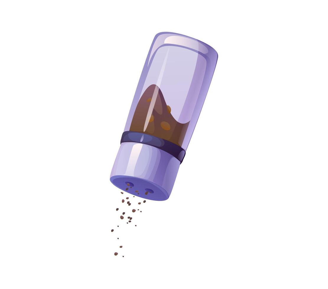 Pepper shaker, bottle with spices, cooking process vector