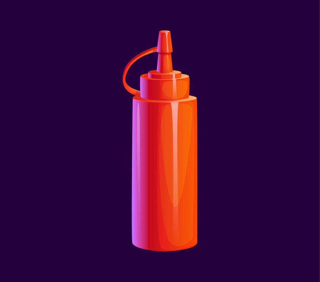Cartoon ketchup bottle, tomato sauce vector