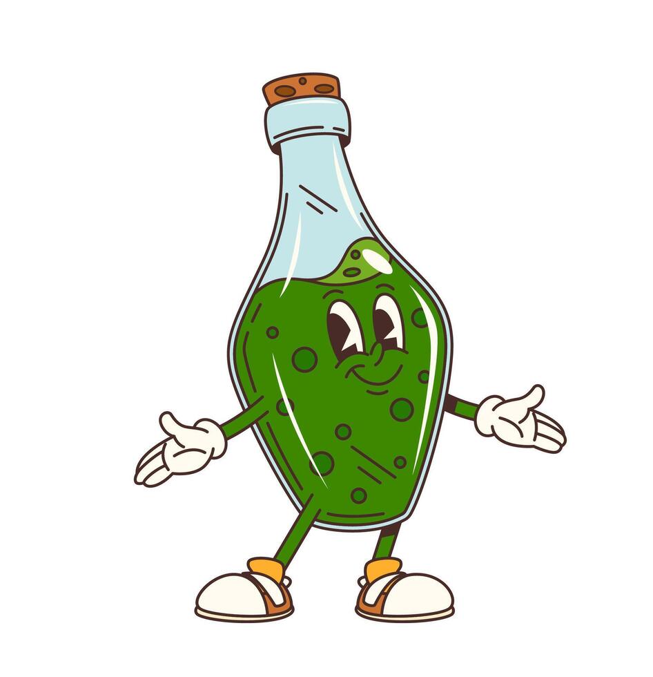Groovy Halloween magic potion bottle character vector