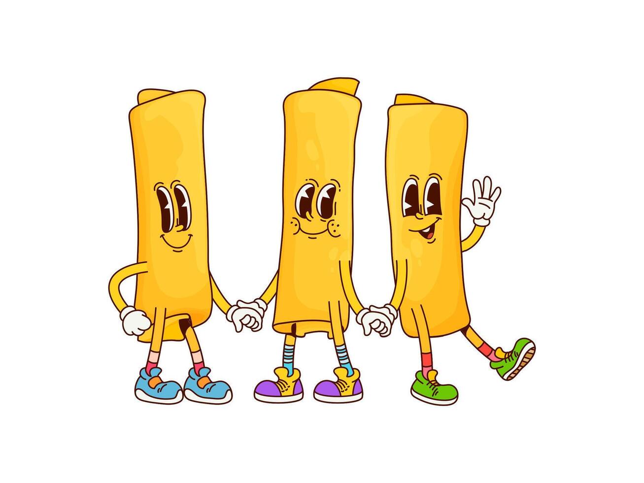 Fiory italian pasta groovy funny character vector