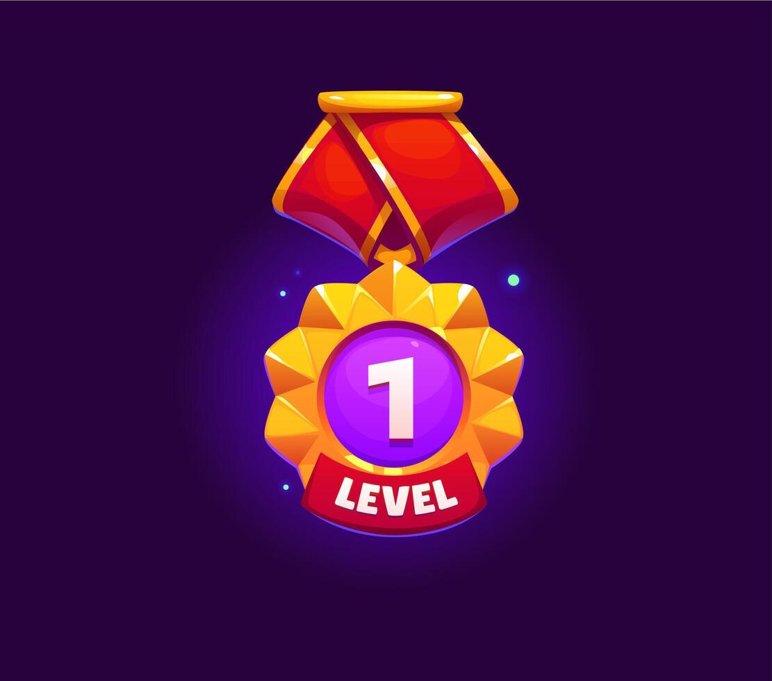 Game rank level up badge icon, victory shield vector