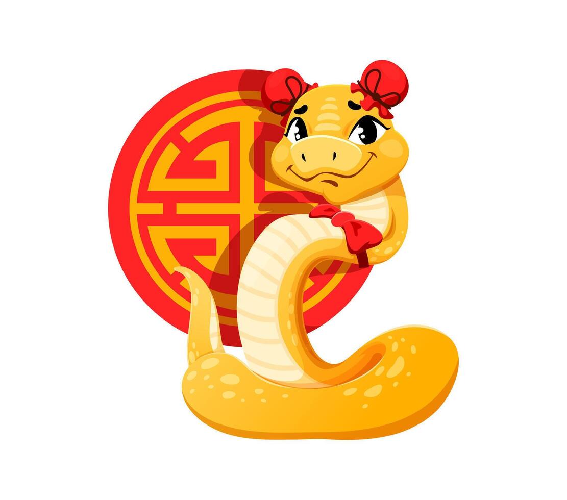 Cartoon snake character with festive background vector