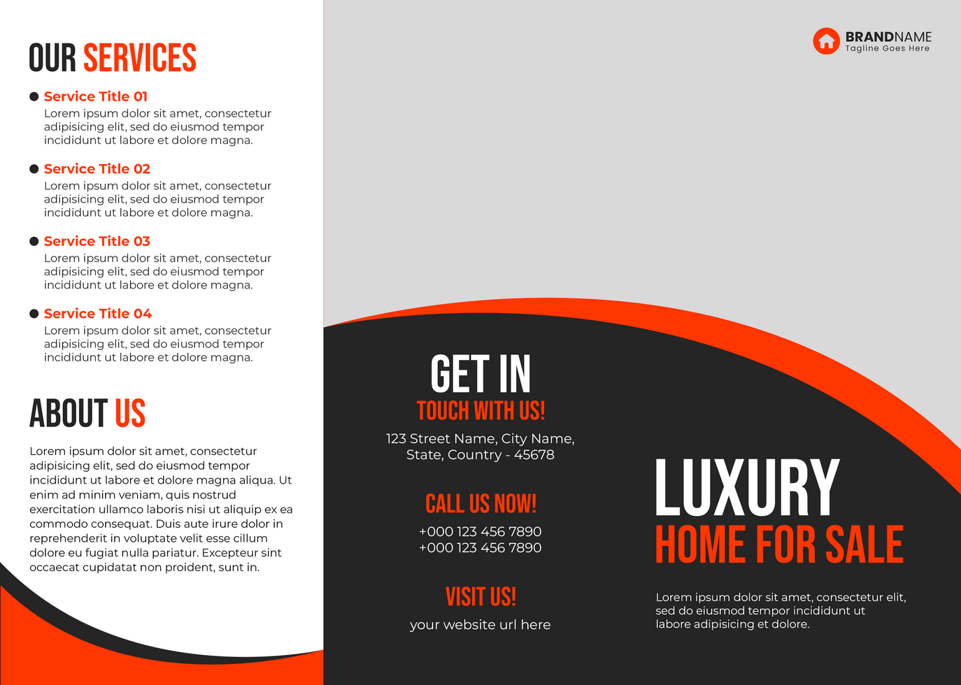 modern real estate business trifold brochure design template psd
