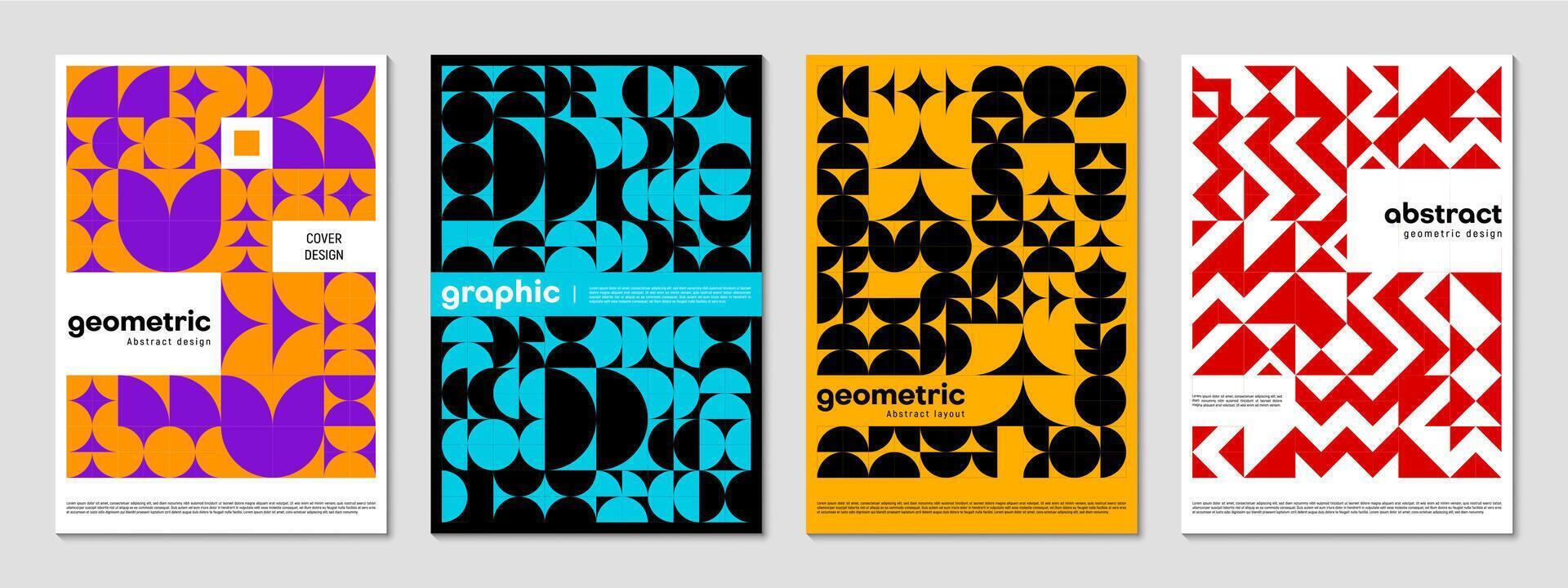 Abstract poster templates, modern geometric shapes vector