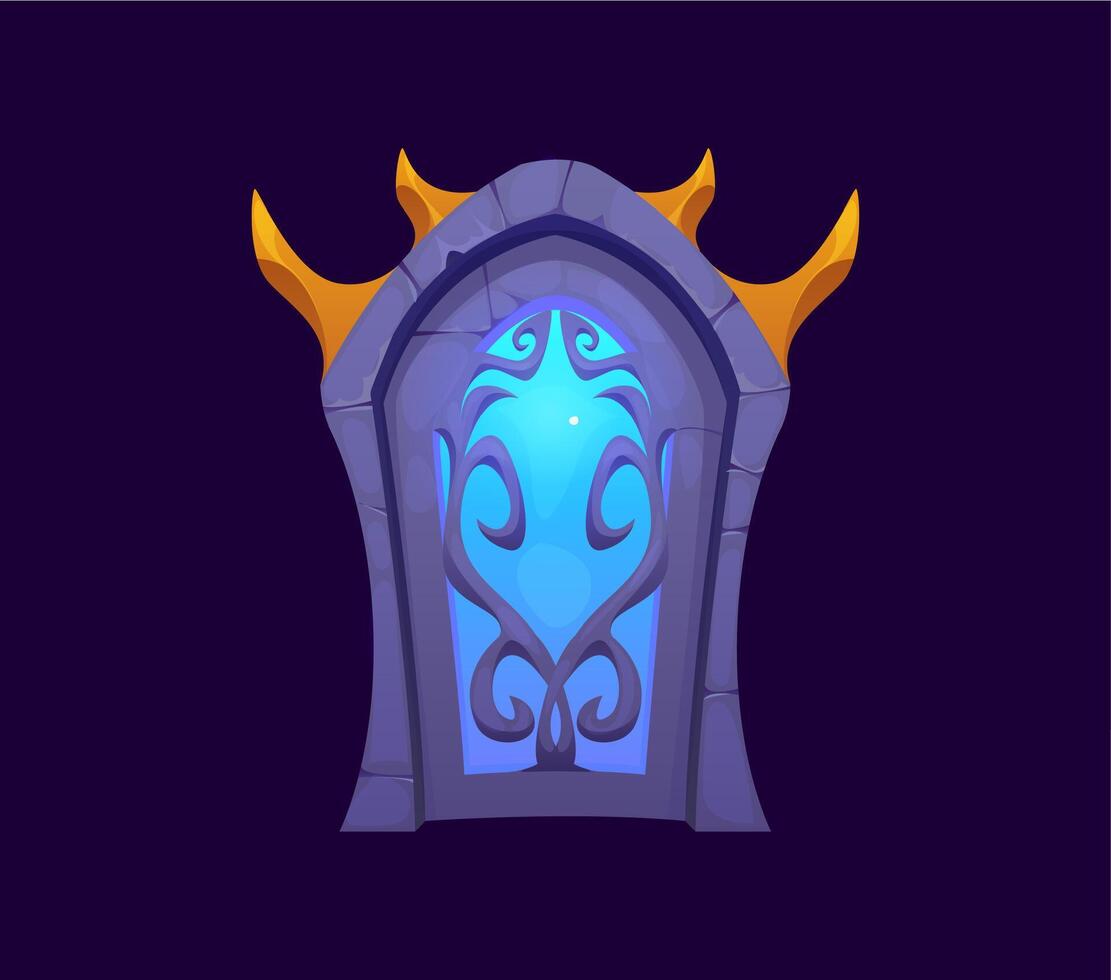 Fantasy door, magic gate portal for mystery game vector