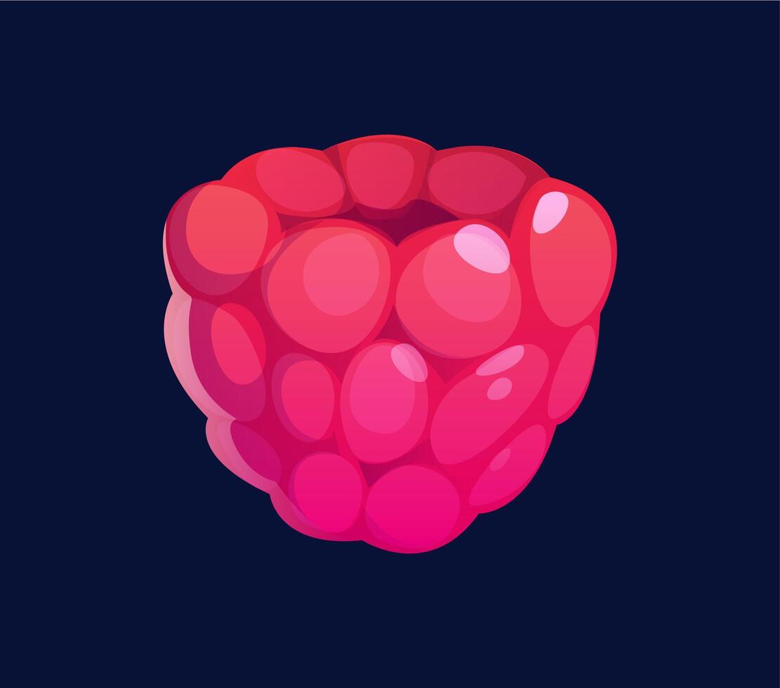 Cartoon raspberry berry fruit with glossy texture vector