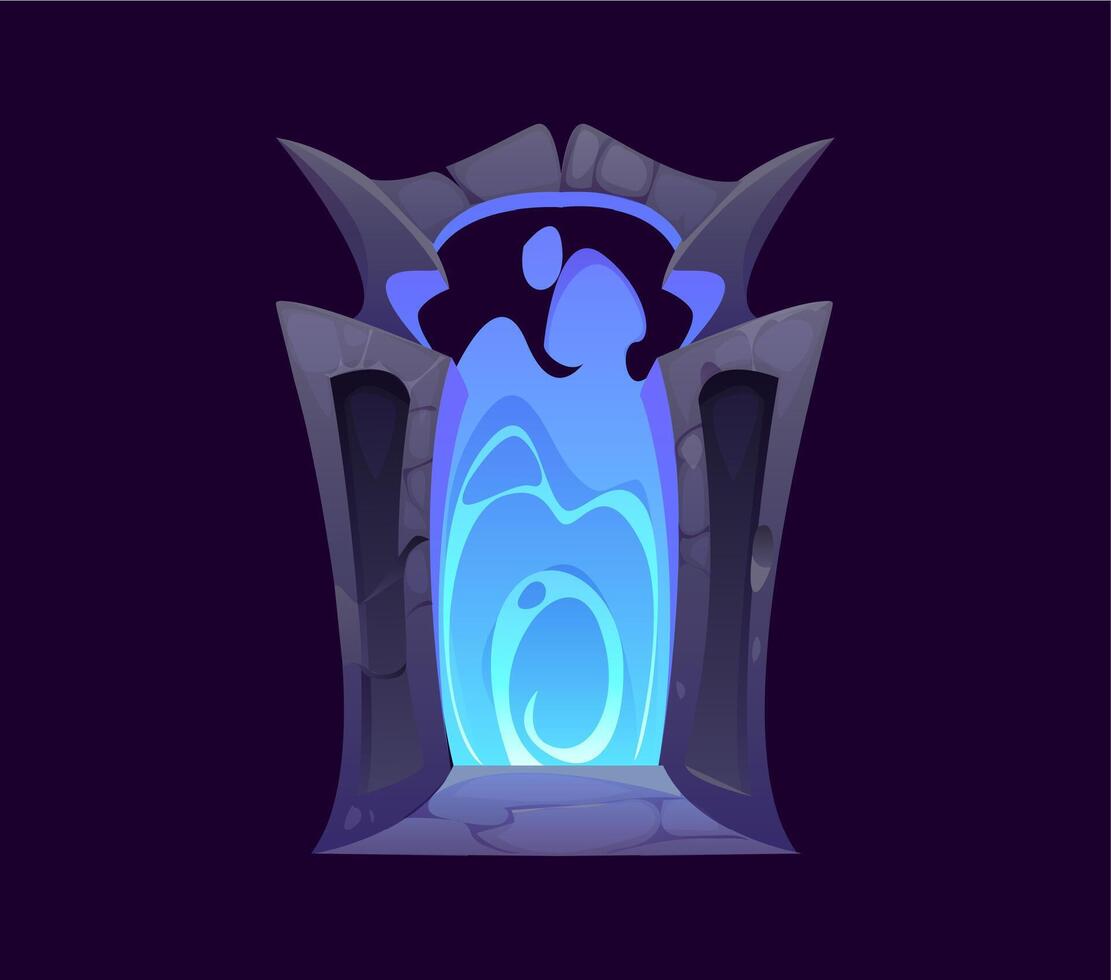 Magic portal door, fantasy stone arch, game asset vector