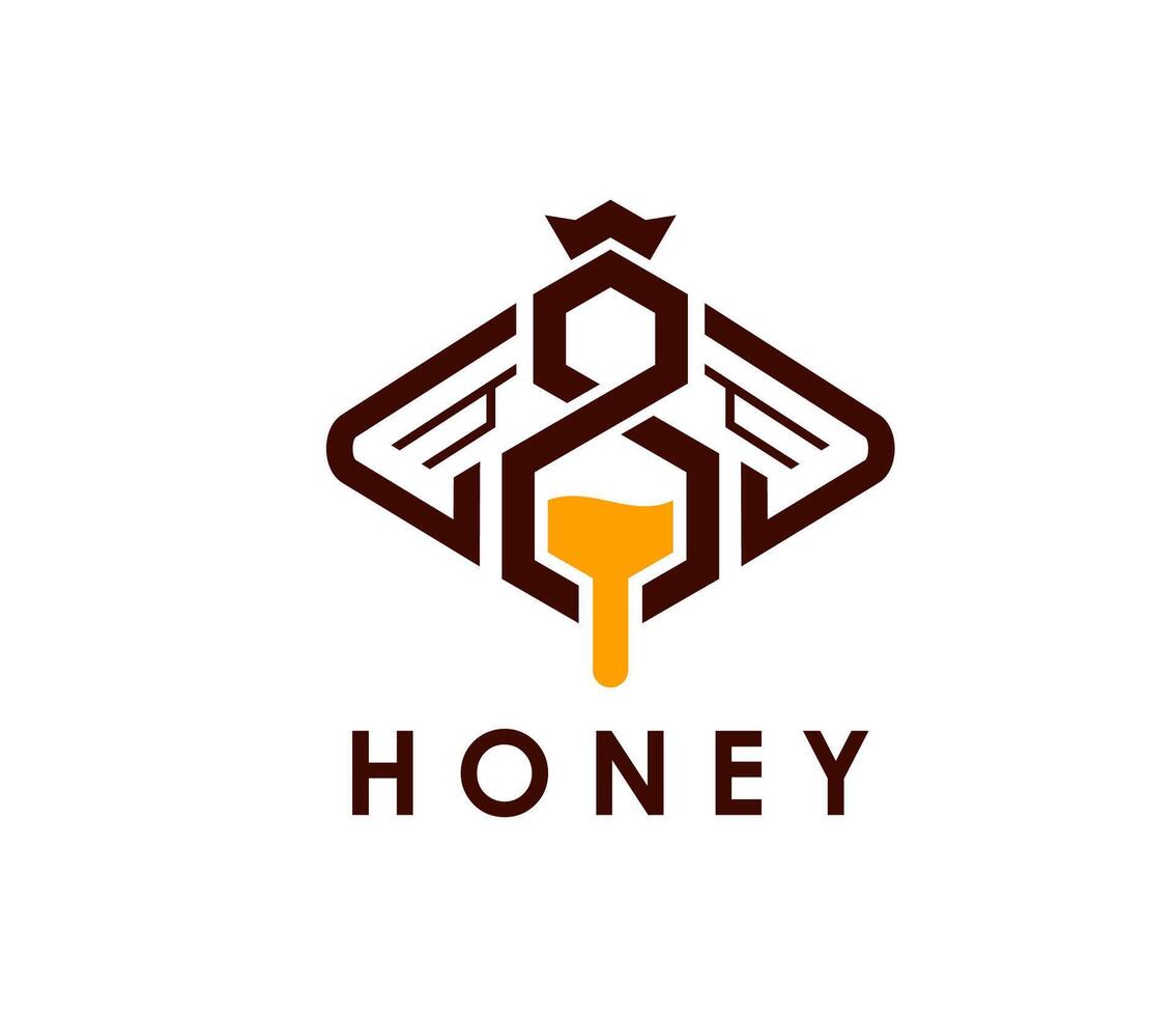 Honey bee icon, beekeeping apiary product emblem vector