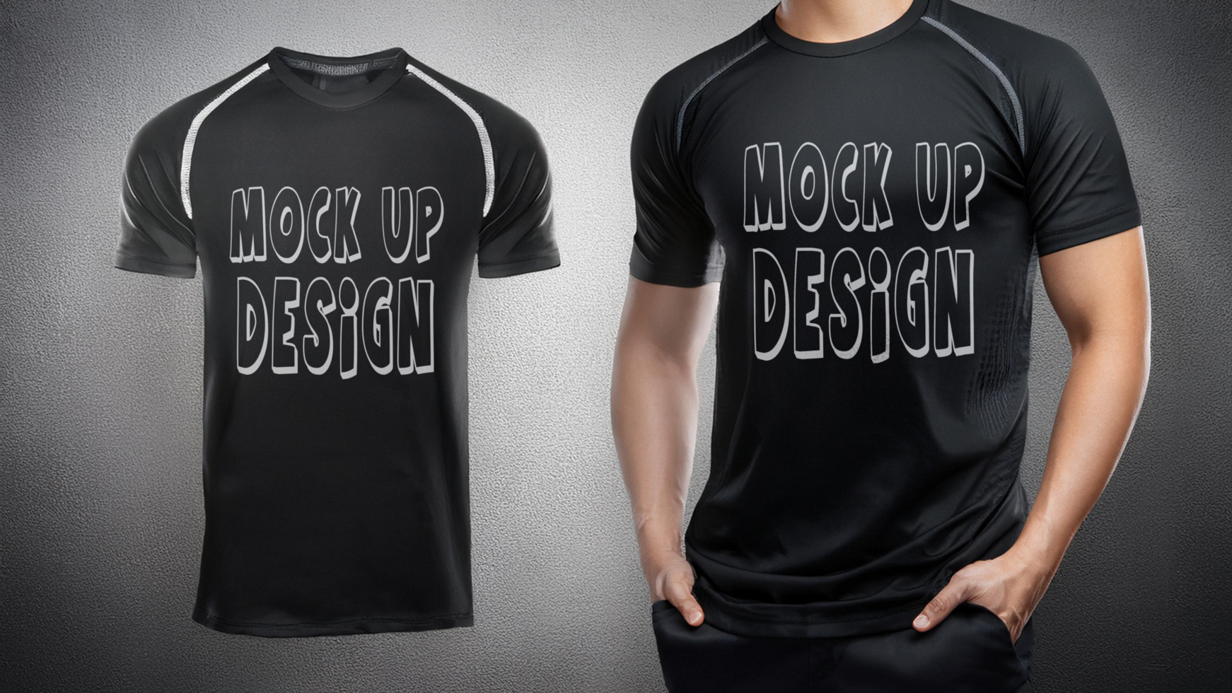 Two men's t - shirts mockup with the words mock up design psd
